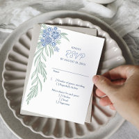 Botanical Floral Dusty Blue Navy Wedding