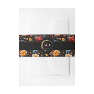 Botanical Floral Dutch Baroque Wedding Monogram Invitation Belly Band