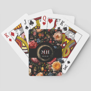 Botanical Floral Dutch Baroque Wedding Monogram Playing Cards