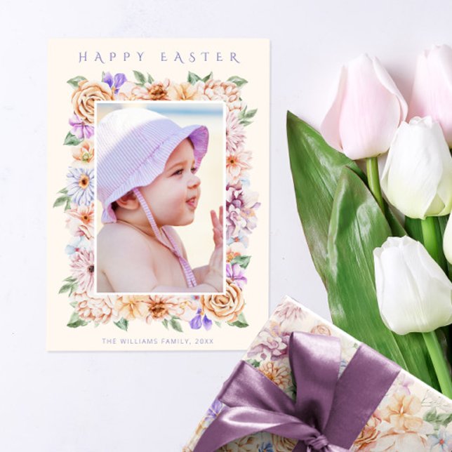 Botanical Floral Easter Photo Card (Creator Uploaded)