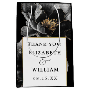 Botanical Floral Elegant  Modern Wedding Thank You Medium Gift Bag
