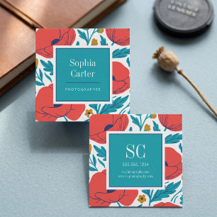 Botanical Floral Frame Square Business Card
