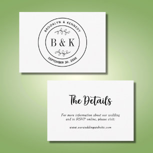Botanical Floral Fun Monogram Wedding Couple Name Enclosure Card