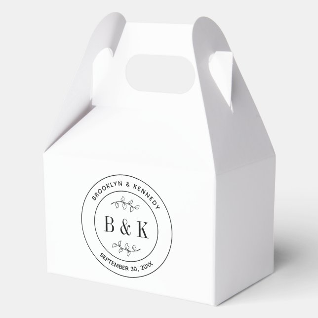 Botanical Floral Fun Monogram Wedding Couple Name Favour Box (Front)