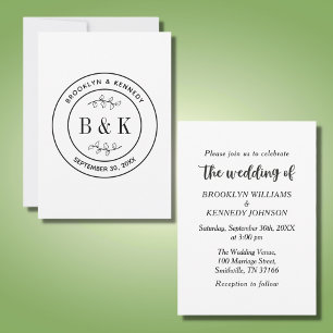 Botanical Floral Fun Monogram Wedding Couple Name Invitation