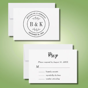 Botanical Floral Fun Monogram Wedding Couple Name RSVP Card