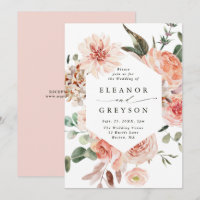 Botanical Floral Garden Blush Hexagon Wedding
