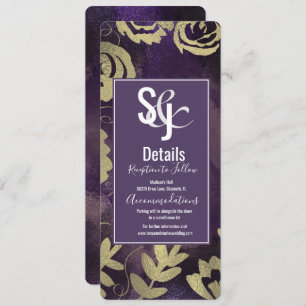 Botanical Floral Garden Rose Gold Purple Wedding Invitation