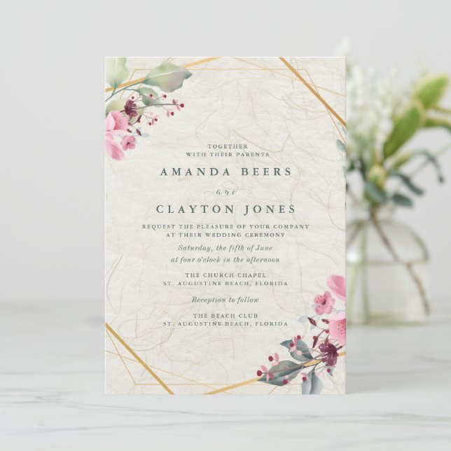 Botanical Floral Garden Wedding Invitation (Standing Front)