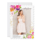 Botanical floral Gold glitter photo graduation