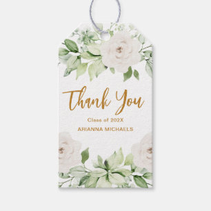 Botanical Floral Graduation Thank You Script Gift Tags