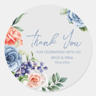 Botanical Floral Grapes Thank You Classic Round Sticker