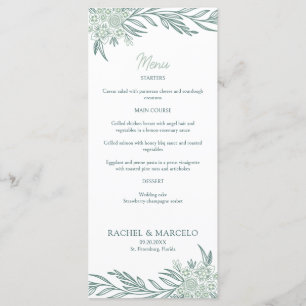 Botanical Floral Green Wedding Menu