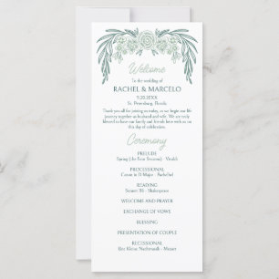 Botanical Floral Green Wedding Program