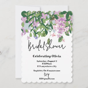 botanical floral greenery bridal shower invitation