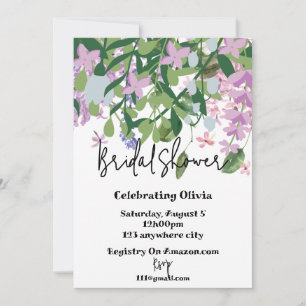 botanical floral greenery bridal shower invitation