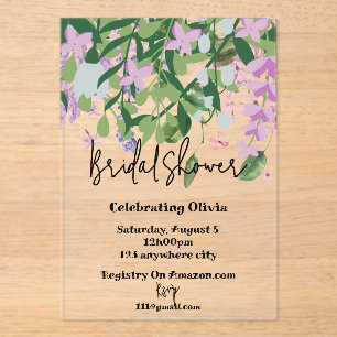 botanical floral greenery bridal shower invitation