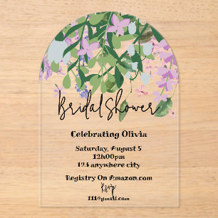 botanical floral greenery bridal shower invitation