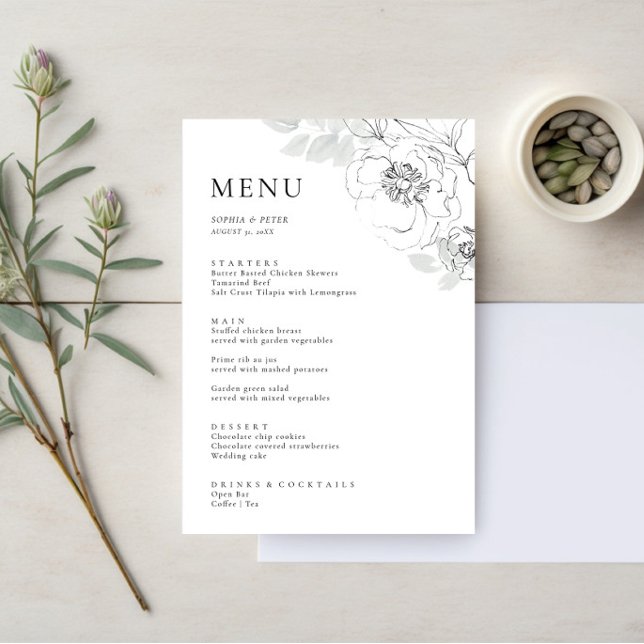 Botanical Floral Illustration Menu Card (Creator Uploaded)