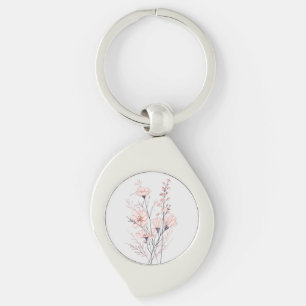 Botanical Floral Illustration Minimal Nature Aes Key Ring