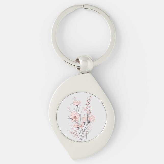 Botanical Floral Illustration | Minimal Nature Aes Key Ring (Front)