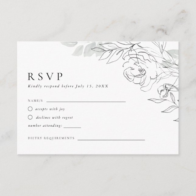 Botanical Floral Illustration RSVP Card (Front)
