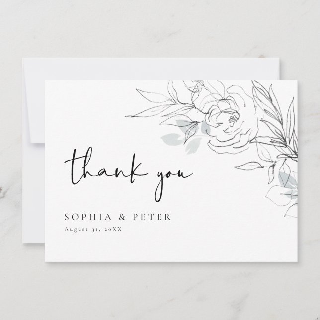 Botanical Floral Illustration Thank you Card (Front)