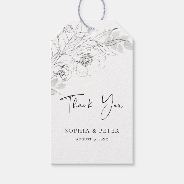 Botanical Floral Illustration Thank You Tag (Front)