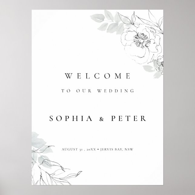 Botanical Floral Illustration Welcome Sign (Front)