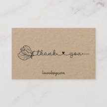Botanical Floral Kraft Logo Minimal Thank You Busi
