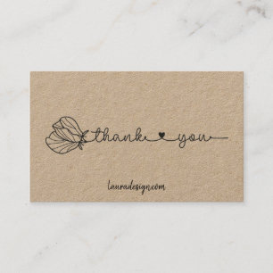 Botanical Floral Kraft Logo Minimal Thank You Busi Business Card