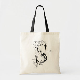 Botanical floral letter S rustic monogrammed  Tote Bag