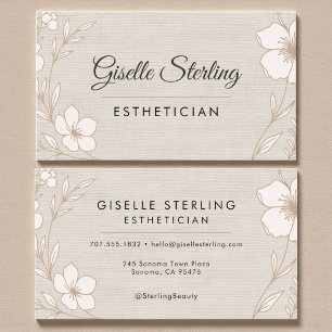 Botanical Floral Linen Esthetician Beauty  Business Card