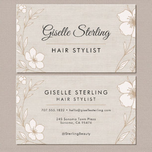Botanical Floral Linen Hair Stylist Beauty  Business Card