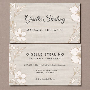 Botanical Floral Linen Massage Therapist  Business Card
