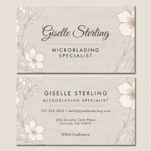 Botanical Floral Linen Microblading Specialist Business Card