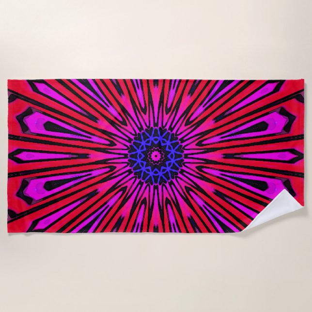 Botanical Floral Mandala  Beach Towel (Front)