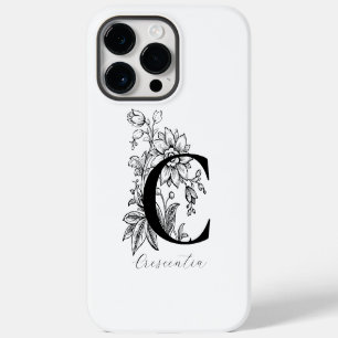 Botanical Floral Monogram Letter C Name iPhone 14 Pro Max Case