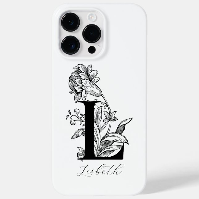 Botanical Floral Monogram Letter L Name        Case-Mate iPhone Case (Back)