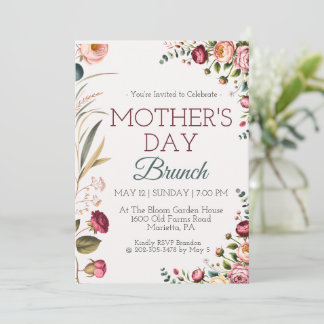 Botanical Floral Mothers Day Brunch Invitation