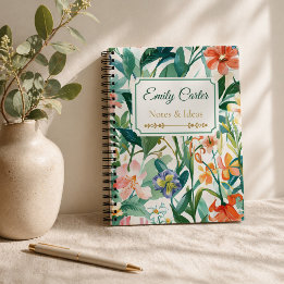 Botanical Floral Name Personalised Notebook