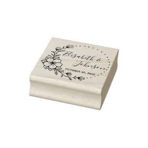 Botanical Floral Names Wedding Rubber Stamp