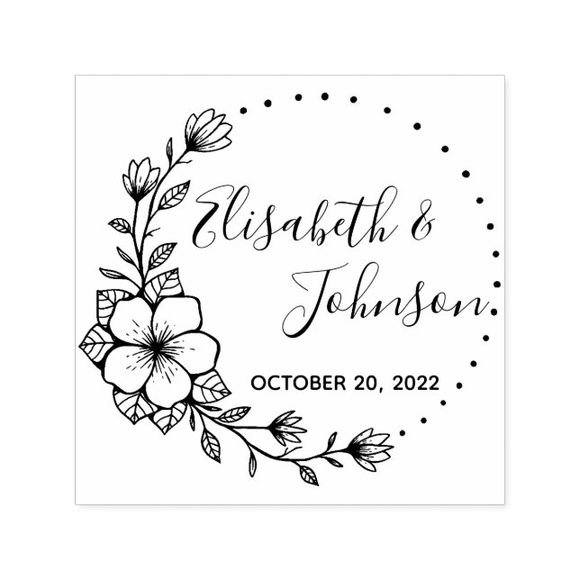 Botanical Floral Names Wedding Self-inking Stamp (Design)