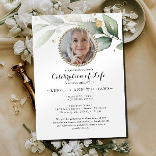 Botanical Floral Nature Photo Celebration of Life  Invitation