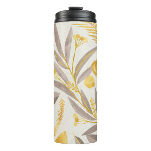 Botanical Floral Paper Texture Pattern Thermal Tumbler