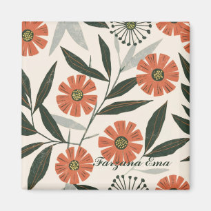 Botanical Floral Pattern custom text Magnet