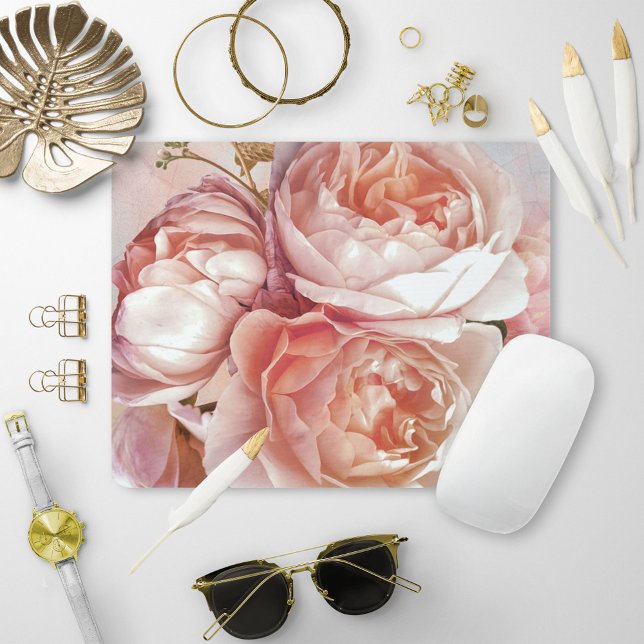 Botanical Floral Peony Blush Pink Rose Mouse Pad (Creator Uploaded)