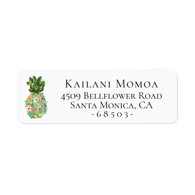 Botanical Floral Pineapple Return Address (Front)