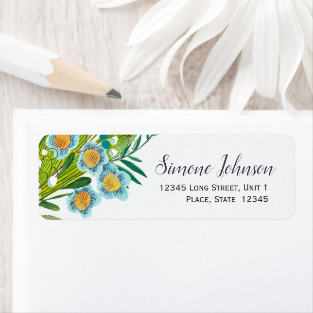 Botanical Floral Return Address Label Wedding (Insitu)