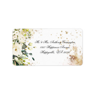Botanical Floral Rustic White Wedding Return Label